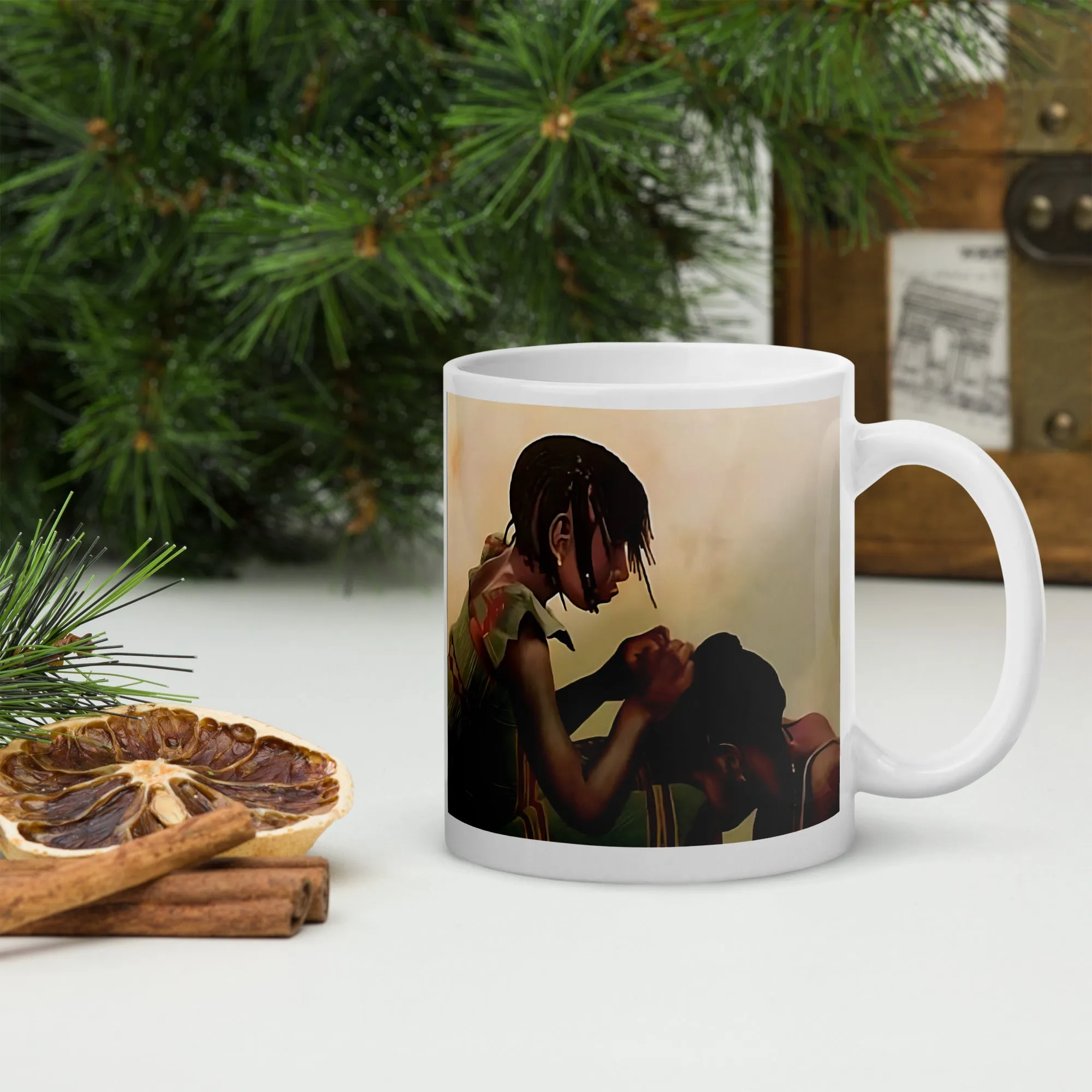 Personal Touch Ceramic Mug / Coffee or Tea Cup / Black Art / African American Art / Black Hair / Braiding / Positive Black Images
