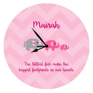 Personalised Elephant Clock <br> Pink