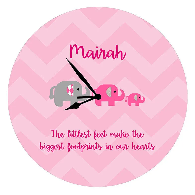 Personalised Elephant Clock <br> Pink