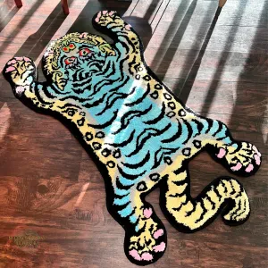 Plush Tibetan Tiger Shaped Rug, Decorative Tiger Carpet, Living Room Bedroom Plush Soft Tiger Carpet