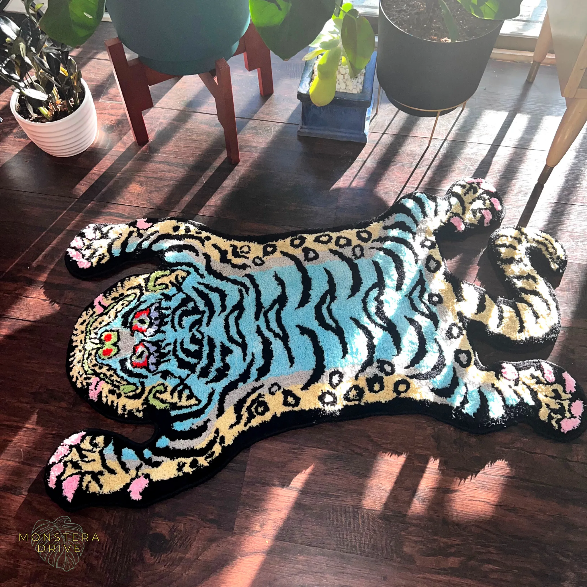 Plush Tibetan Tiger Shaped Rug, Decorative Tiger Carpet, Living Room Bedroom Plush Soft Tiger Carpet