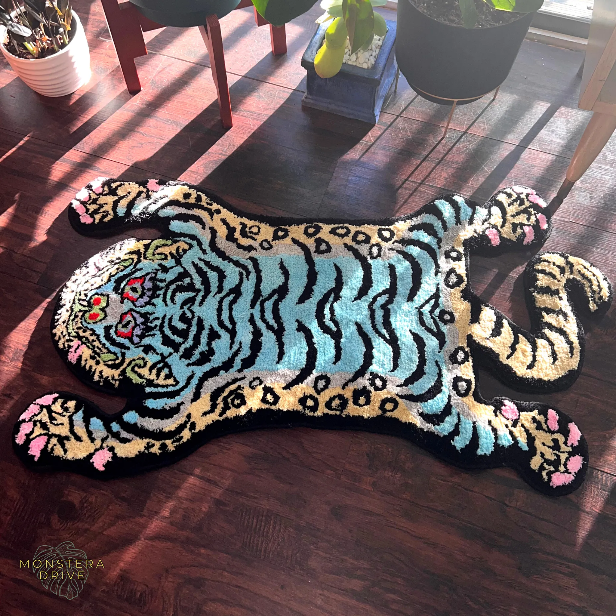 Plush Tibetan Tiger Shaped Rug, Decorative Tiger Carpet, Living Room Bedroom Plush Soft Tiger Carpet