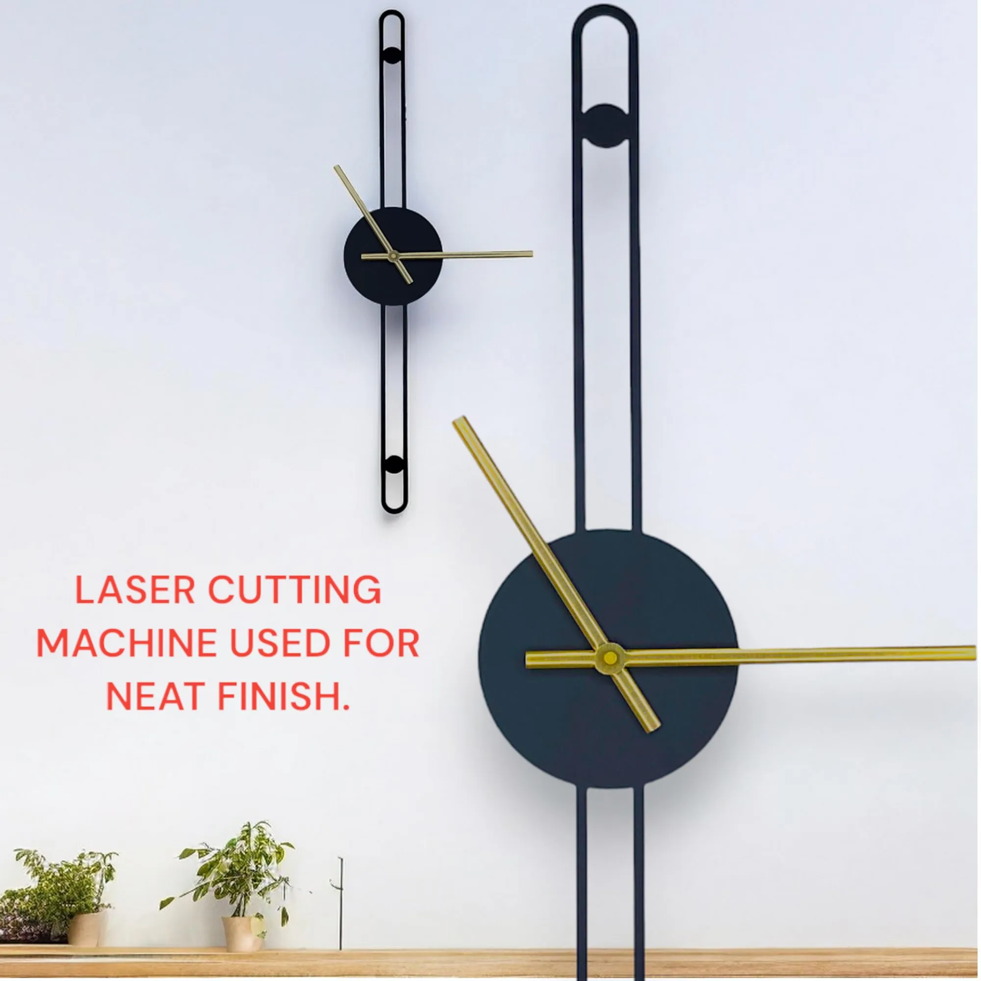 Poshio Nordic Minimalist Gold Needle Metal Wall Clock For Home And Office- Wall Decor (19 X 3.9 Inches) - Analog