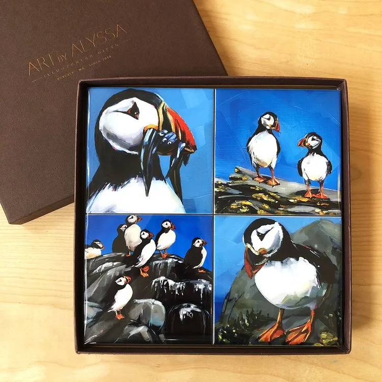 Puffin Coaster Set by Art by Alyssa