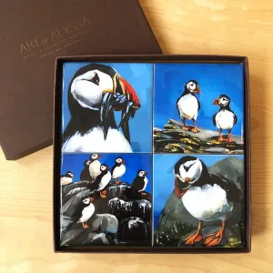 Puffin Coaster Set by Art by Alyssa