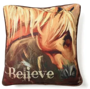 "Believe" Western Horse Accent Pillow