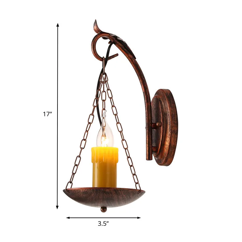 Rustic Lodge Candle Wall Light - Stylish Metallic Sconce for Foyer Illumination