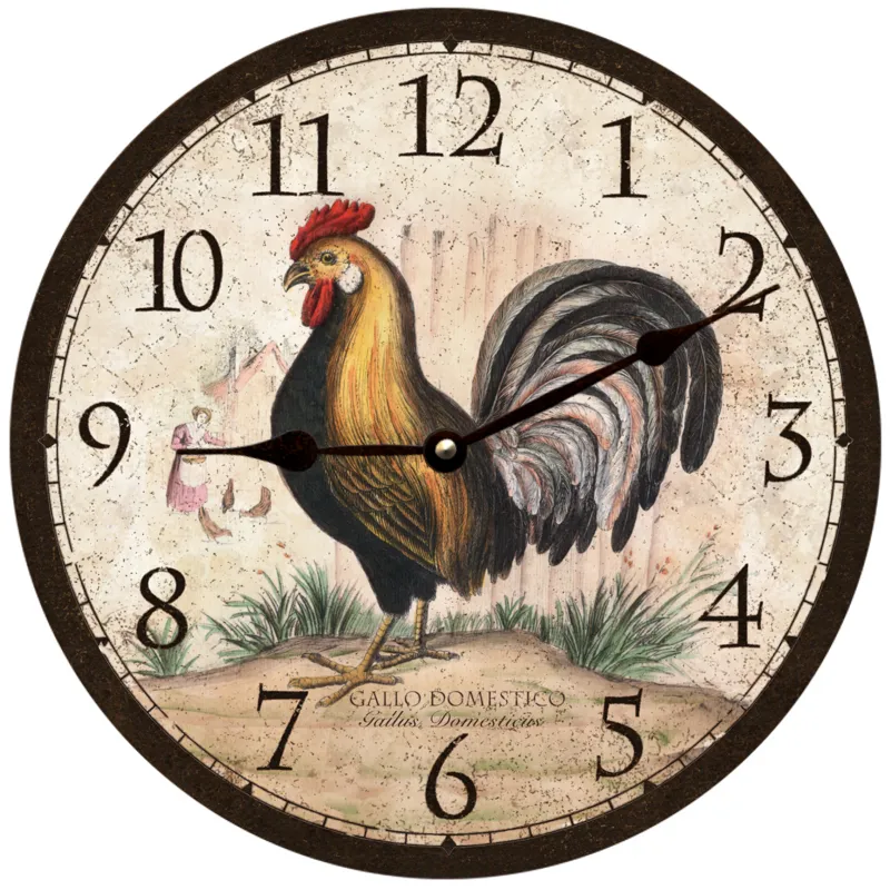 Rustic Rooster Wall Clock