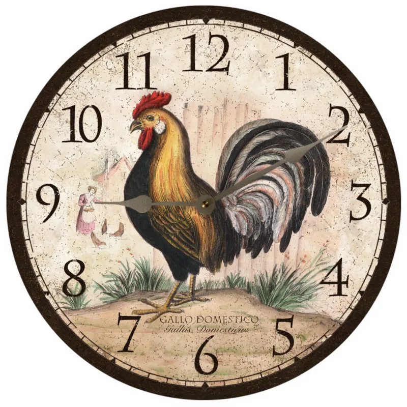 Rustic Rooster Wall Clock