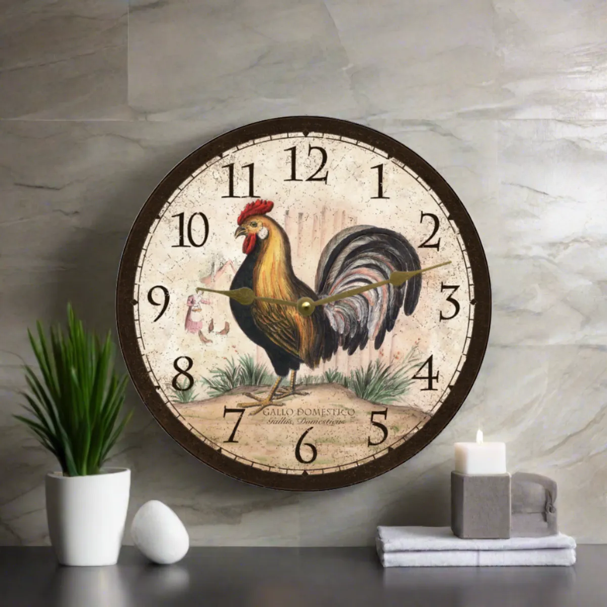 Rustic Rooster Wall Clock