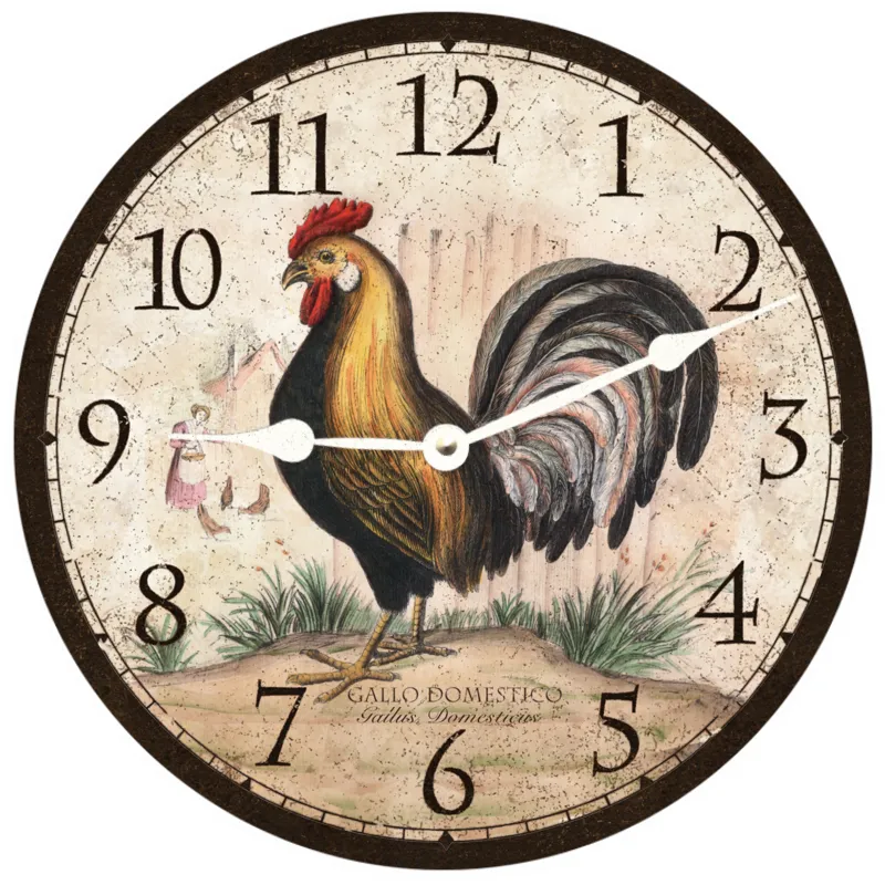 Rustic Rooster Wall Clock