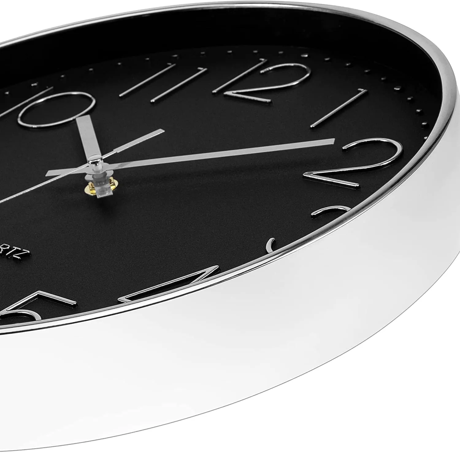 Rylan Wall Clock 12" Silent Quartz Decorative Latest Wall Clock Non-Ticking Classic Clock Battery Operated Round Easy to Read for Room/Home/Kitchen/Bedroom/Office/School/- (Black Silver)