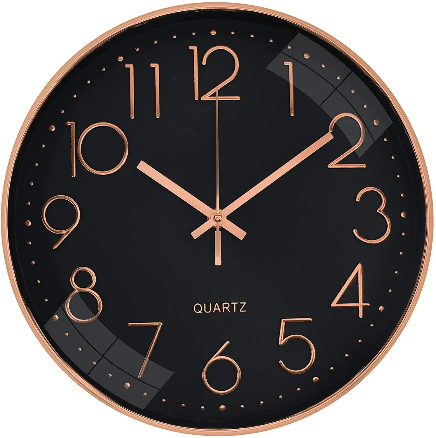 Rylan Wall Clock 12" Silent Quartz Decorative Latest Wall Clock Non-Ticking Classic Clock Battery Operated Round Easy to Read for Room/Home/Kitchen/Bedroom/Office/School- (Rose Black)