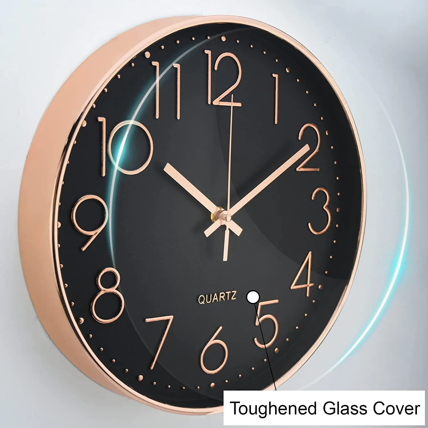 Rylan Wall Clock 12" Silent Quartz Decorative Latest Wall Clock Non-Ticking Classic Clock Battery Operated Round Easy to Read for Room/Home/Kitchen/Bedroom/Office/School- (Rose Black)