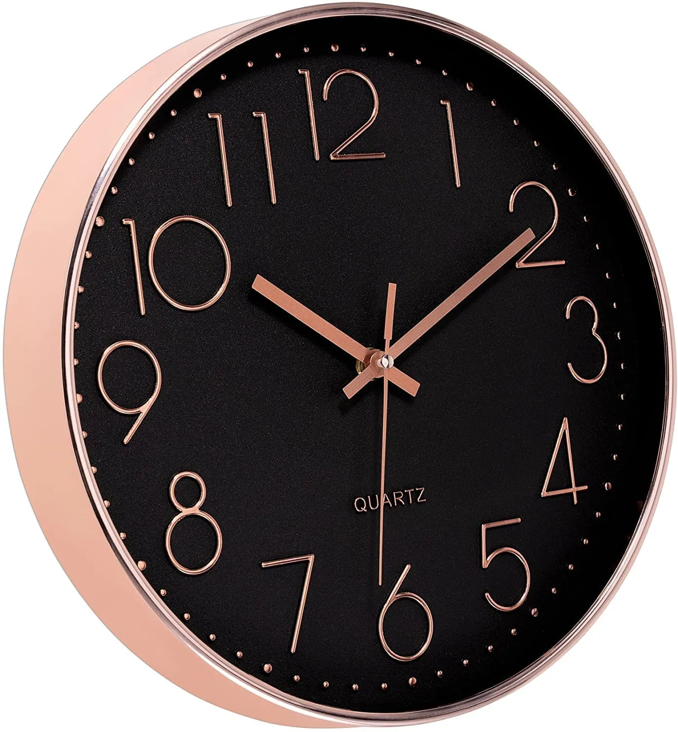 Rylan Wall Clock 12" Silent Quartz Decorative Latest Wall Clock Non-Ticking Classic Clock Battery Operated Round Easy to Read for Room/Home/Kitchen/Bedroom/Office/School- (Rose Black)