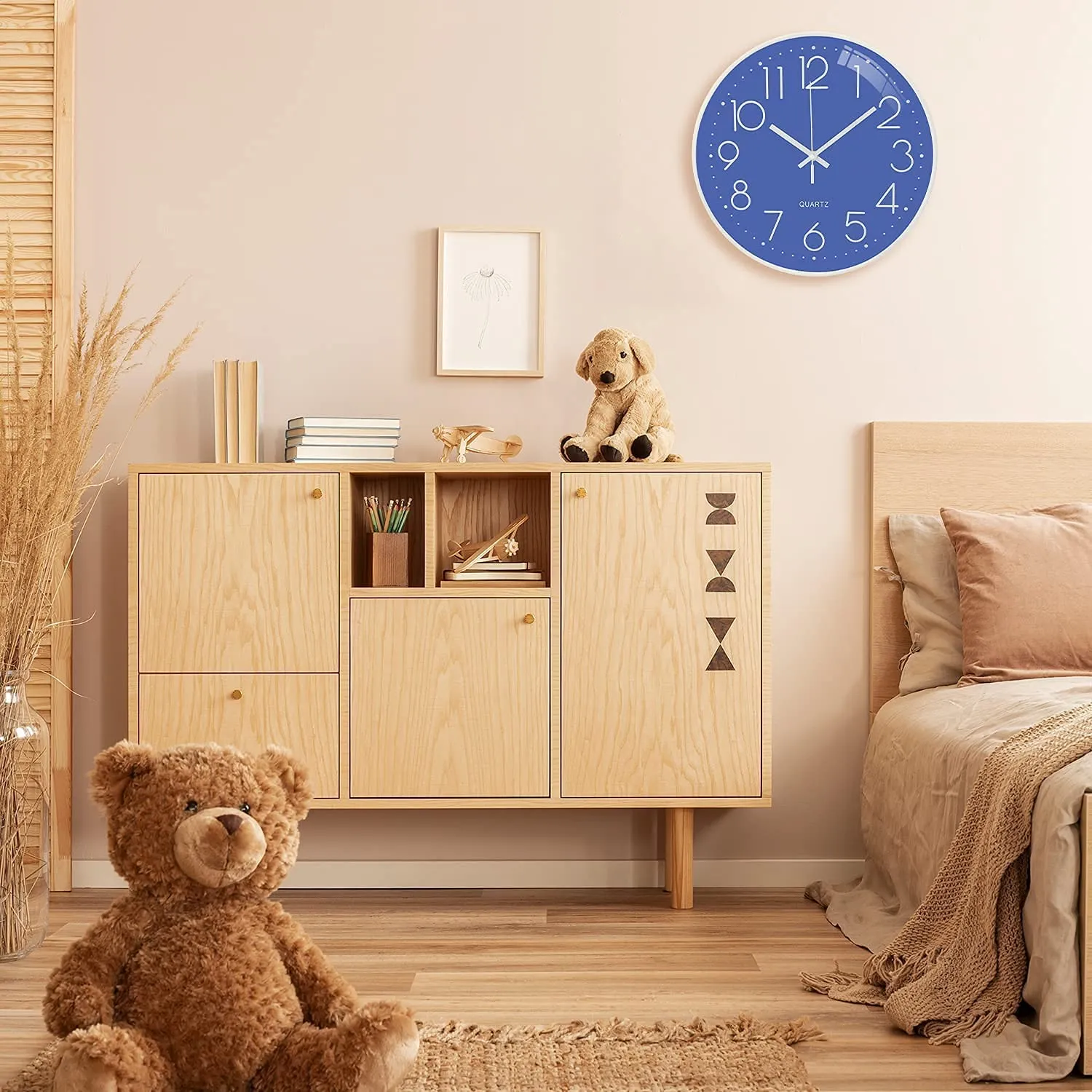 Rylan Wall Clock 12" Silent Quartz Decorative Latest Wall Clock Non-Ticking Classic Clock Battery Operated Round Easy to Read for Room/Home/Kitchen/Bedroom/Office/School.- (Sky Blue)