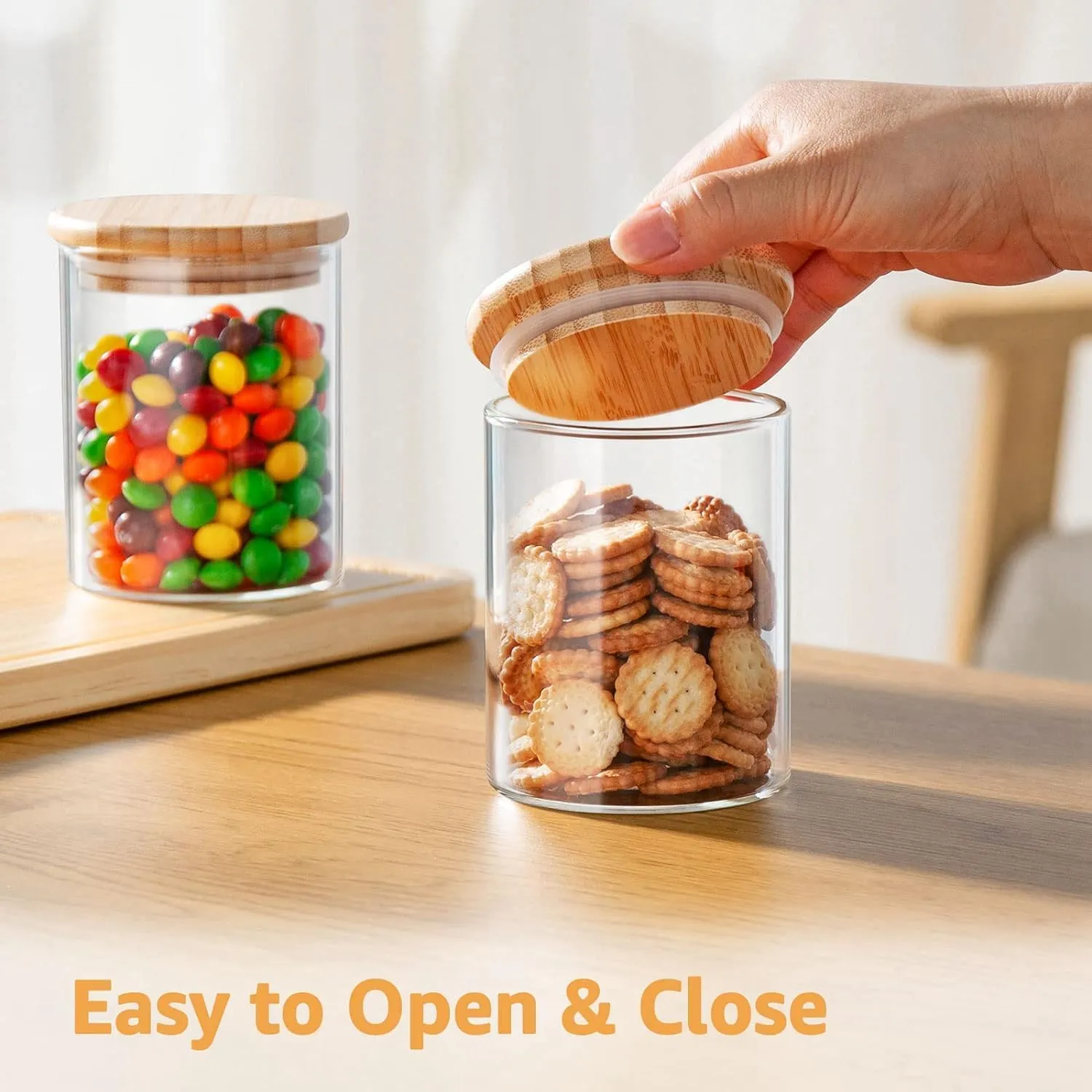 Set Of 12 230ml Glass Storage Jars with Bamboo Lids and Labels