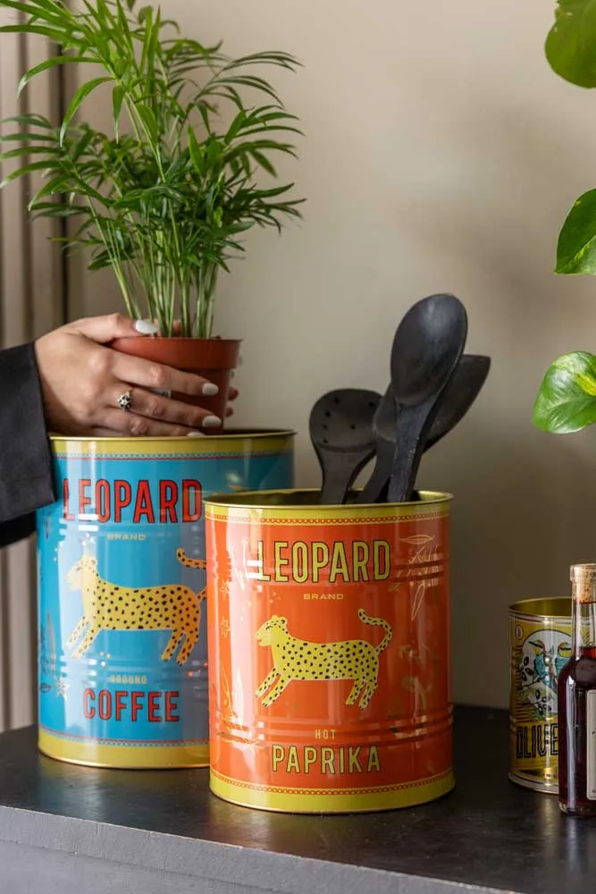 Set Of 2 Leopard Storage Tins - Large & Medium