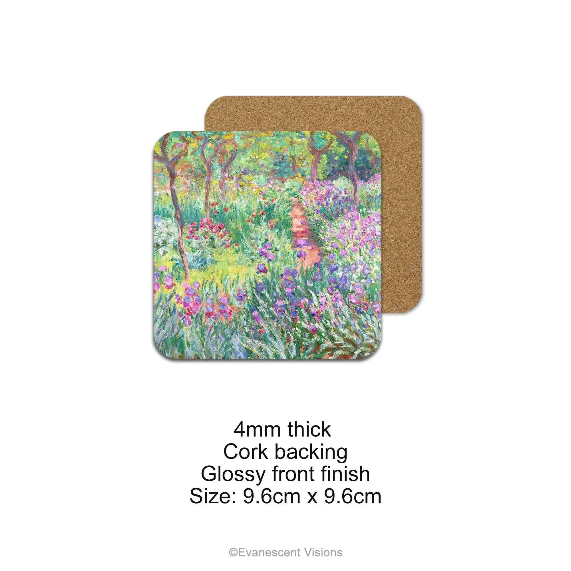 Set of 4 Monet Floral Garden Fine Art Drinks Coasters