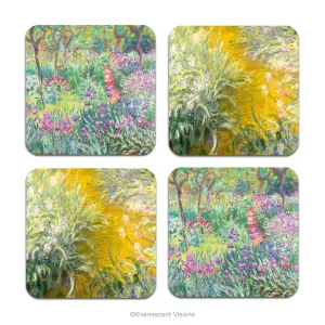 Set of 4 Monet Floral Garden Fine Art Drinks Coasters