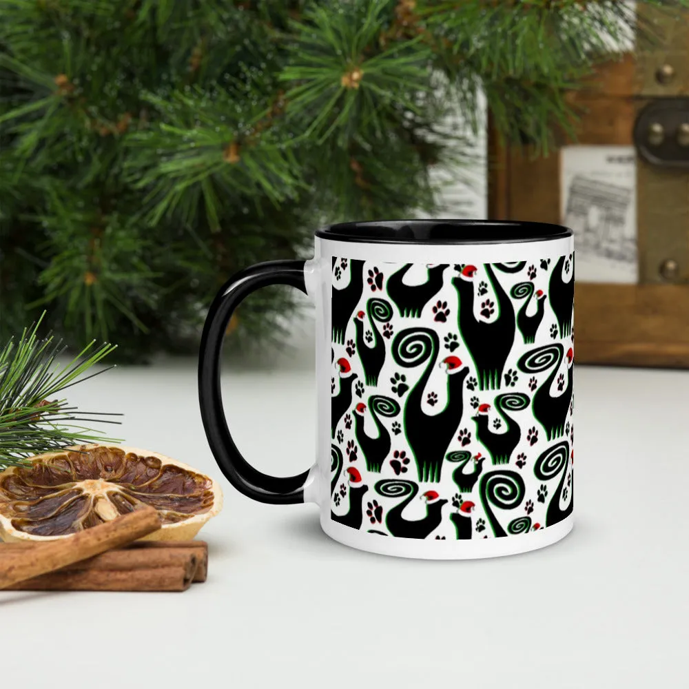Snooty Xmas Cats Mug with Color Inside