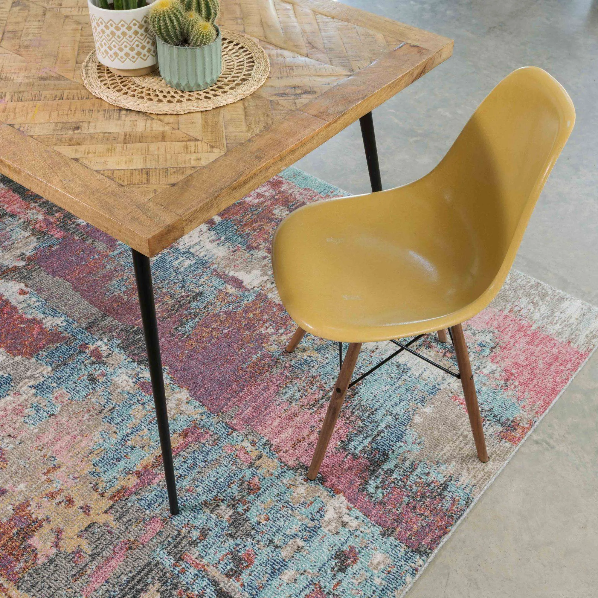 Soft Abstract Distressed Pink Hall Runner Rug