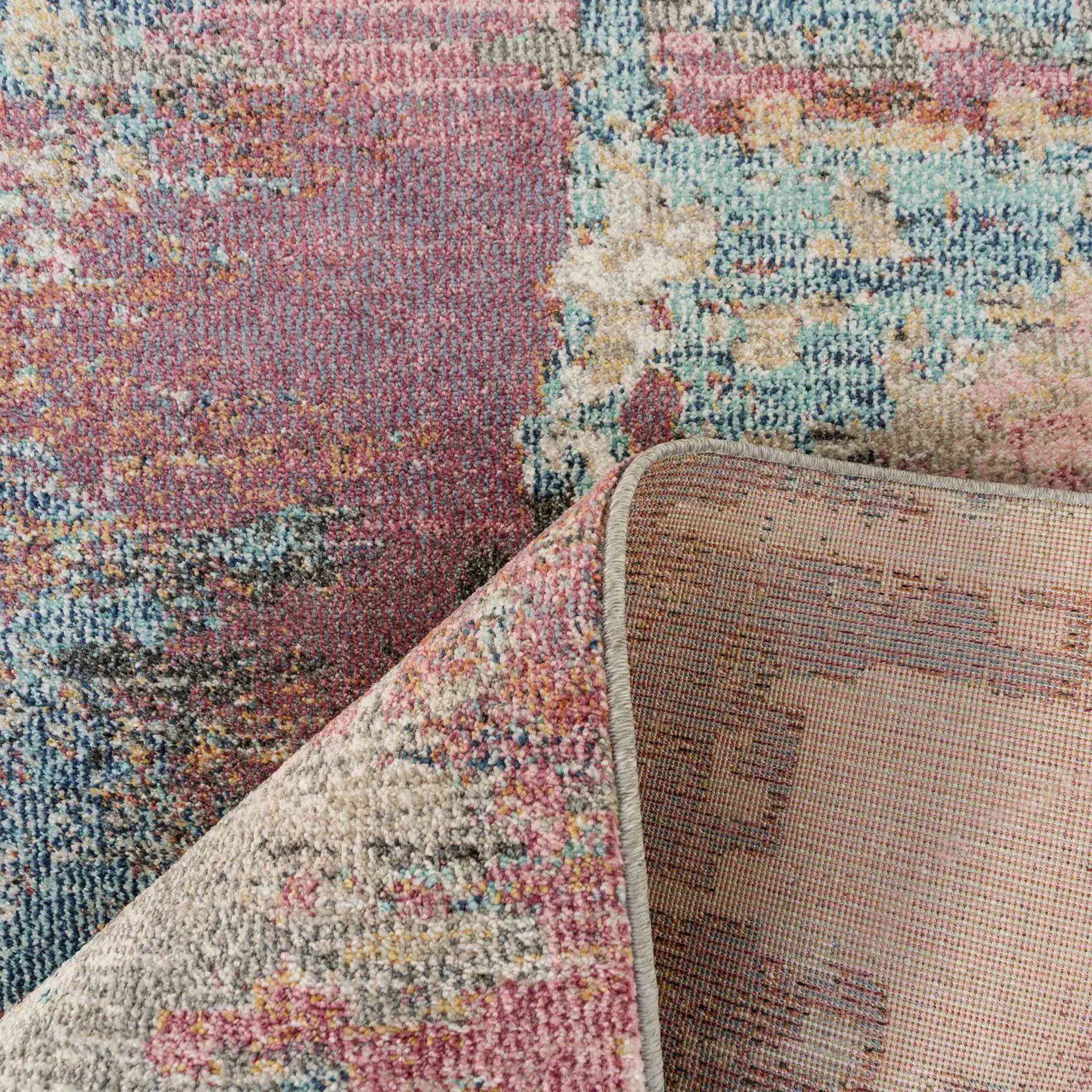 Soft Abstract Distressed Pink Hall Runner Rug