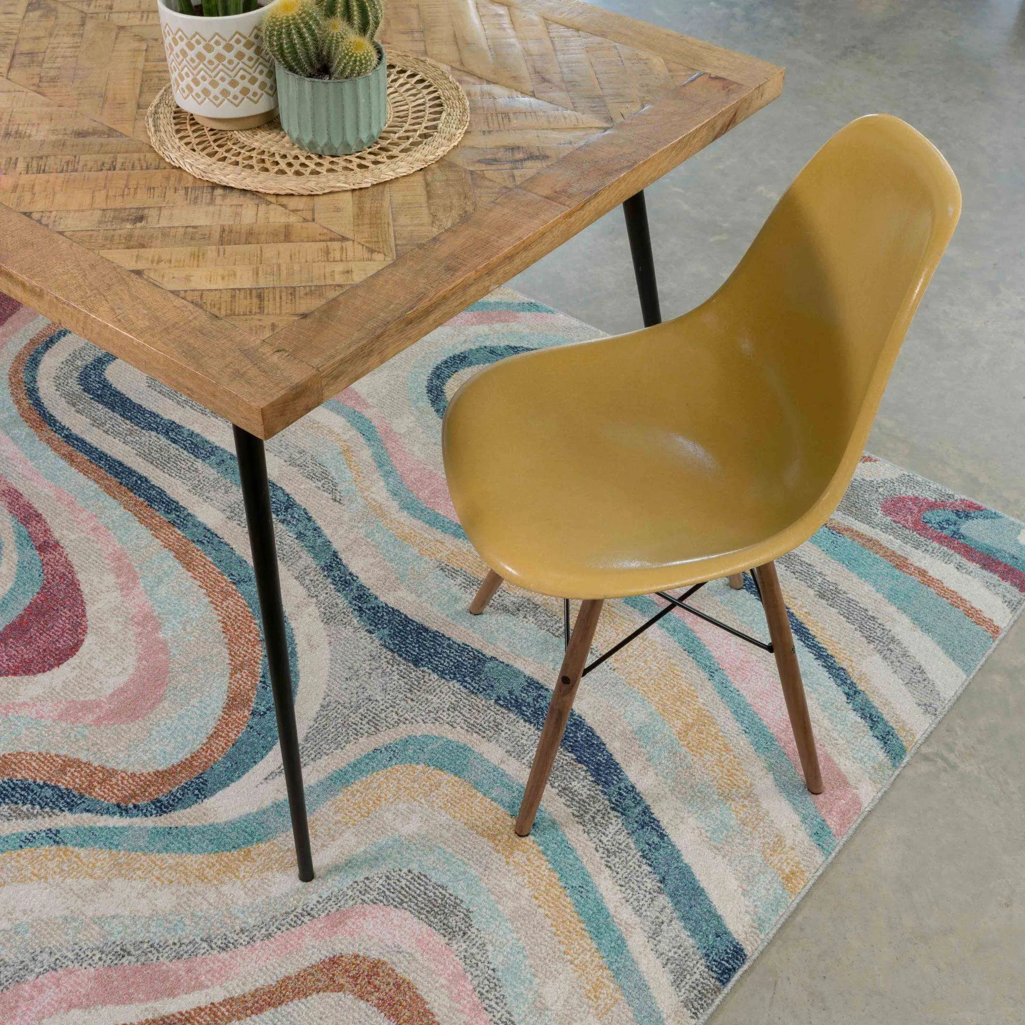 Soft Abstract Marbled Multicolour Hall Runner Rug