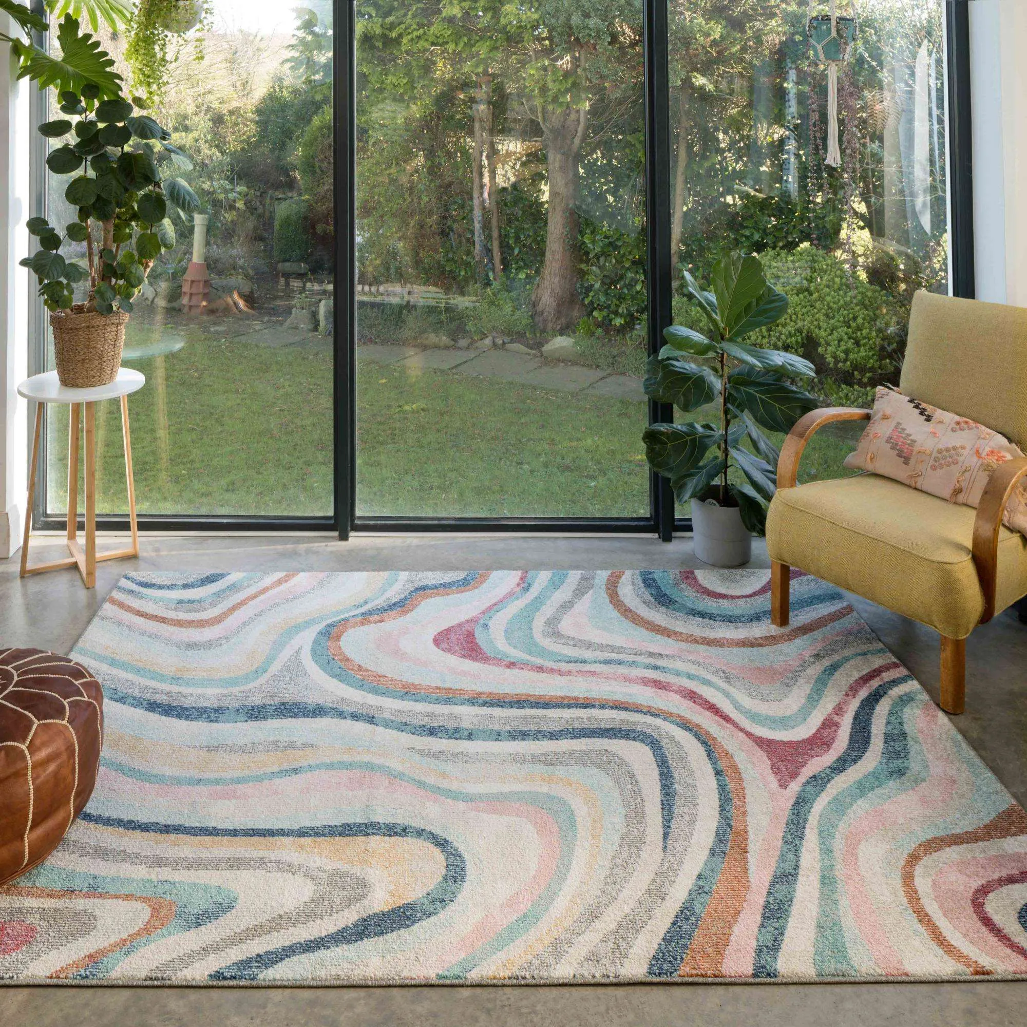 Soft Abstract Marbled Multicolour Hall Runner Rug