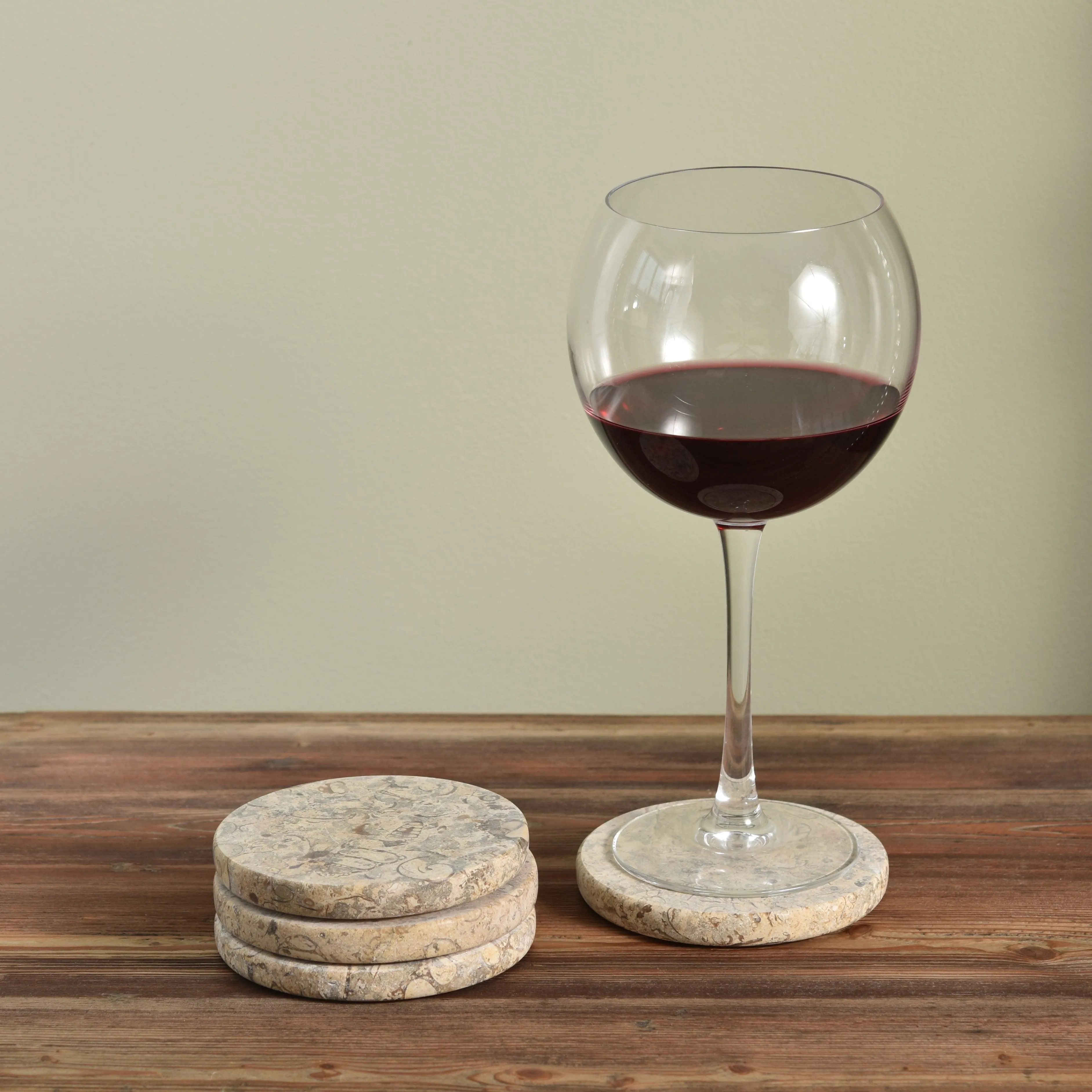 Solid Marble Coasters - Light Fossil Stone