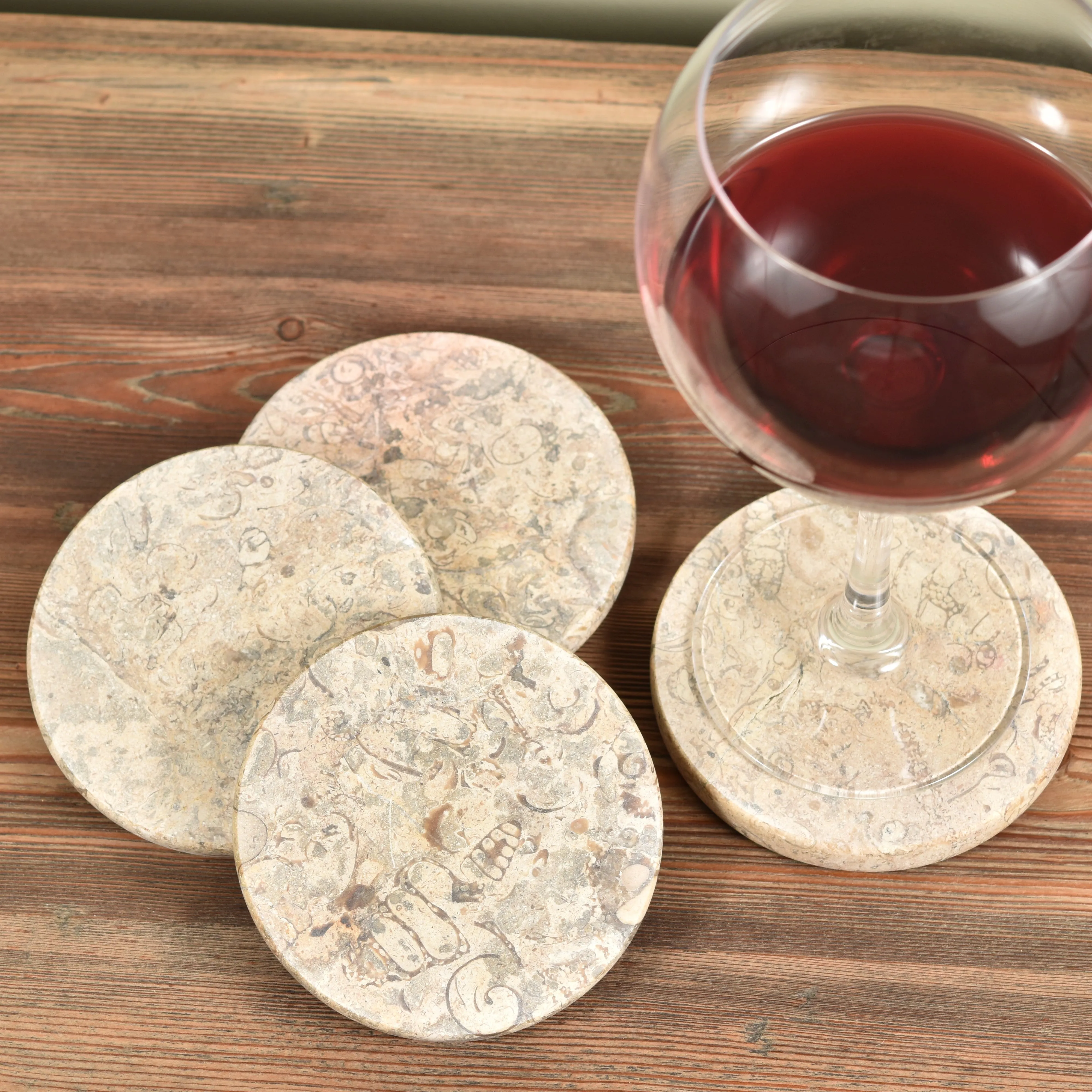 Solid Marble Coasters - Light Fossil Stone
