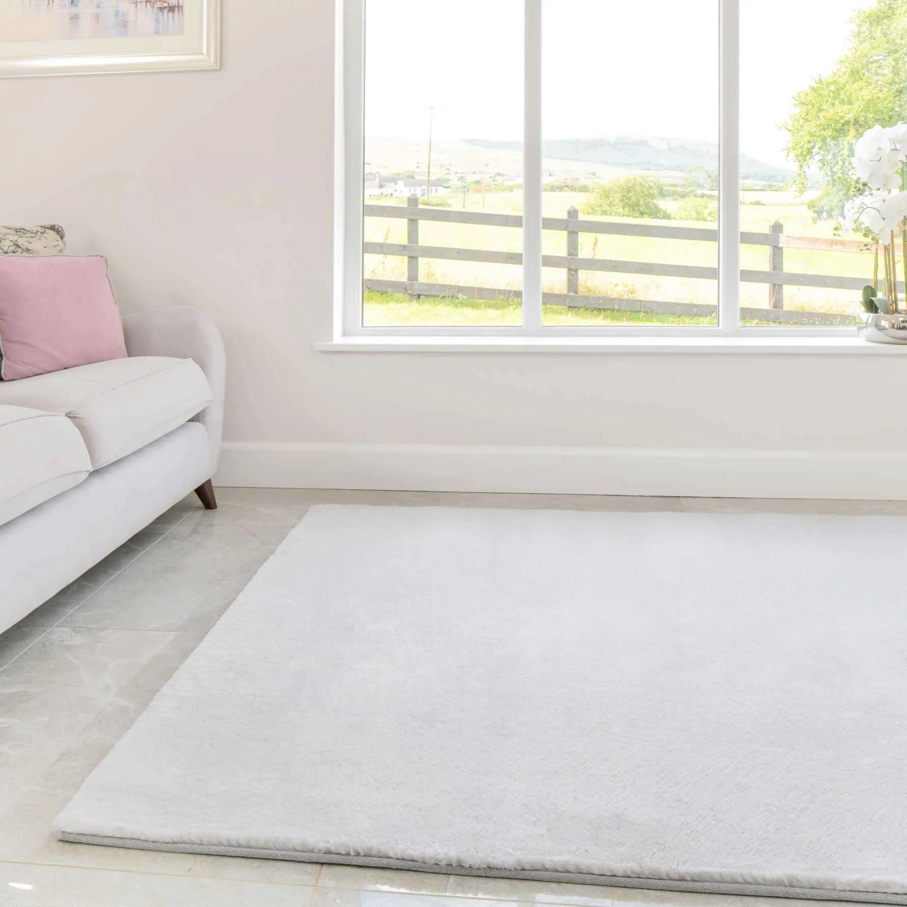 Super Soft Silver Faux Fur Area Rug
