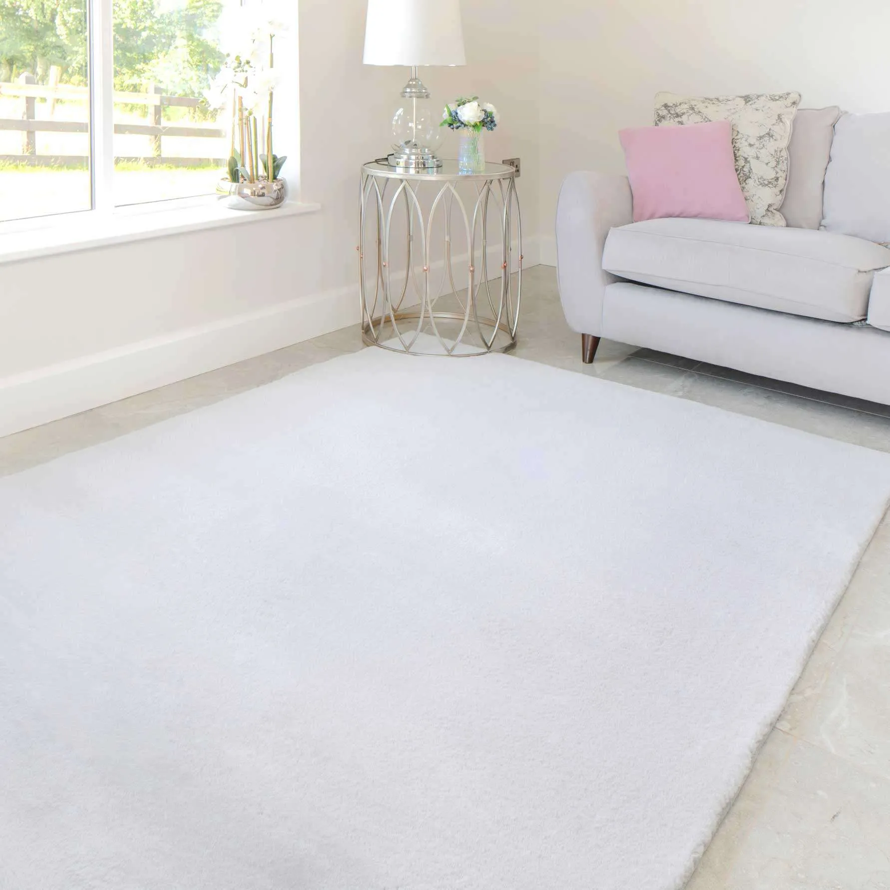 Super Soft Silver Faux Fur Area Rug