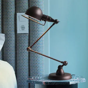 Swing Arm Retro Black Bedroom Desk Reading Light with Dome Shade - 1 Bulb Illumination