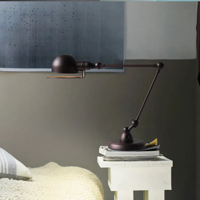 Swing Arm Retro Black Bedroom Desk Reading Light with Dome Shade - 1 Bulb Illumination