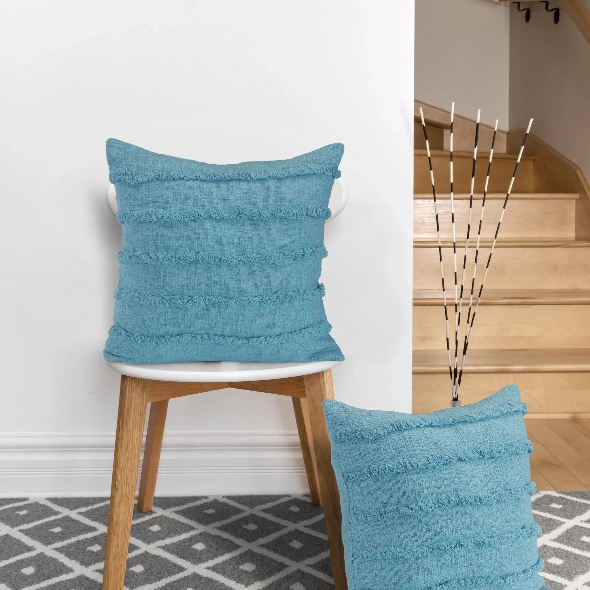 Teal Overtufted Solid  LR07512 Throw Pillow