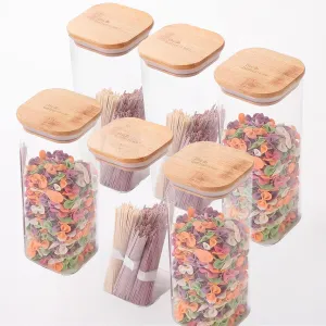 The Better Home Borosilicate Rectangular Glass Jar For Kitchen Storage|Container Set & Storage Box,Glass Container With Lid|Air Tight Containers For Kitchen Storage (Pack Of 6 (1000Ml)) - Transparent