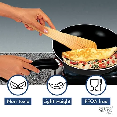 The Better Home Tall Jars 1000ml (Pack of 6) | Food Jars & Containers|Food Storage For Kitchen & SAVYA HOME 18cm Non Stick Fry pan-2.3mm, Black |Pack and Store Combo (2 Containers   Fry Pan)