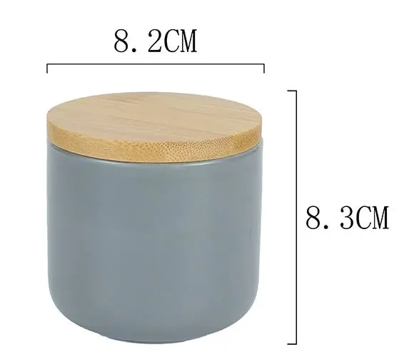 The Better Home UMAI 260ml Ceramic Jar for Kitchen Storage | Air tight Container Set with Bamboo Lid | Kitchen Container for Snacks, Tea, Sugar | Multipurpose Organizer | Grey