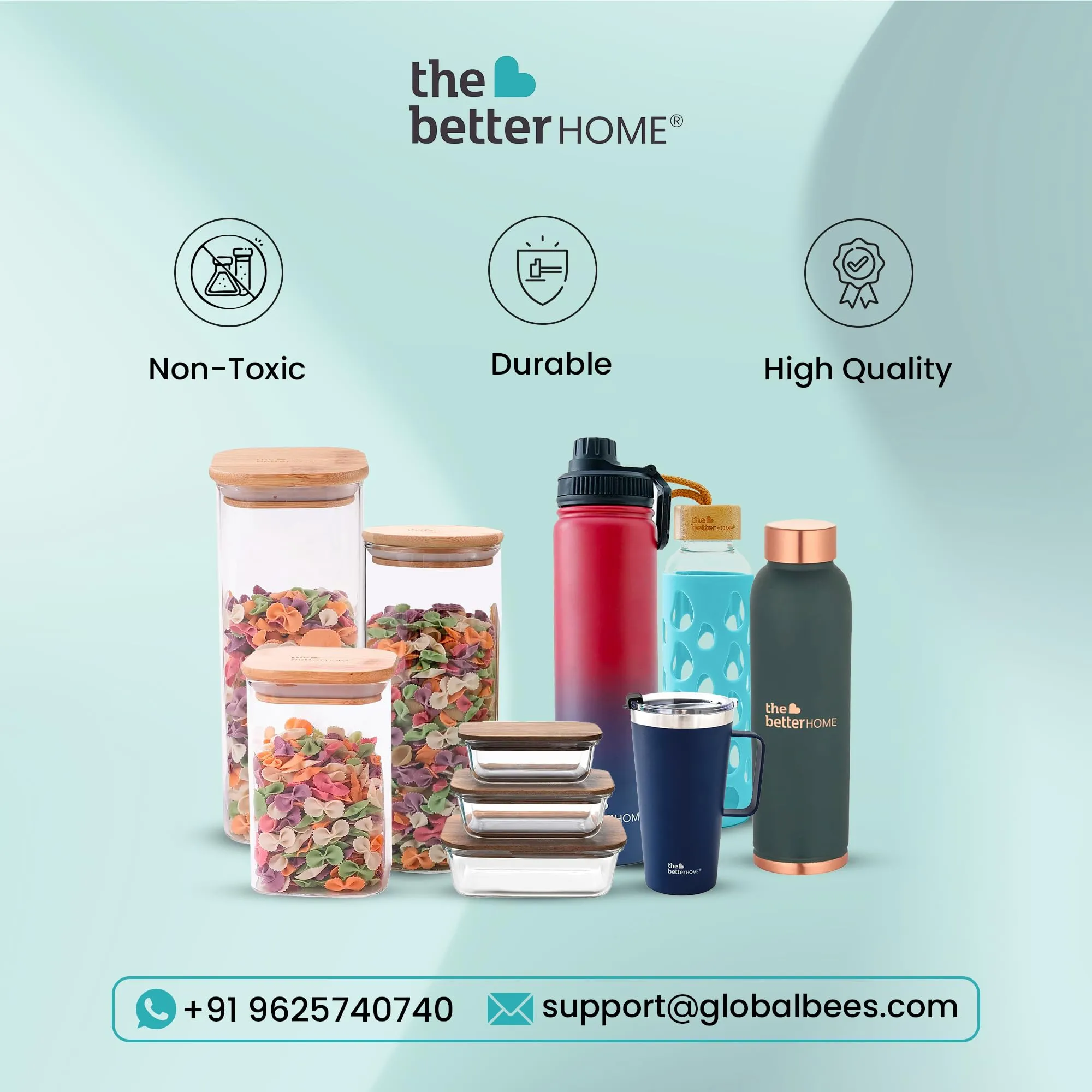 The Better Home UMAI 260ml Ceramic Jar for Kitchen Storage | Air tight Container Set with Bamboo Lid | Kitchen Container for Snacks, Tea, Sugar | Multipurpose Organizer | Grey