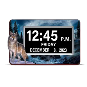 The Bradford Exchange Always Alert Wolf Art LED Clock High-Contrast LED Screen Hand-Applied Artwork with USB Charging Port and Versatile Mounting Options by Al Agnew 9.5" W x 7" H-inches