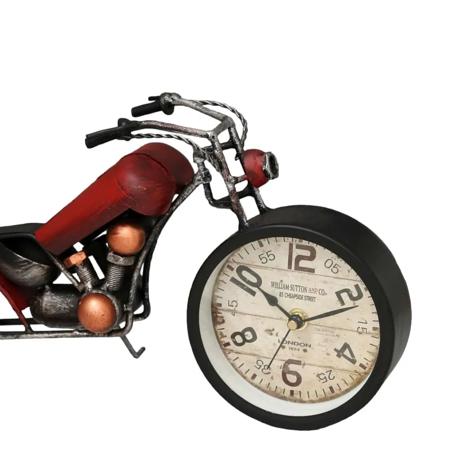 The Procure Store Antique Bike Design Table Clock- Red
