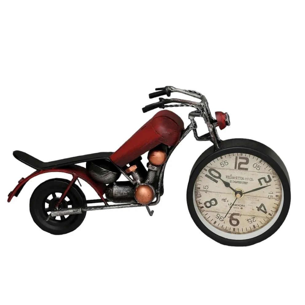 The Procure Store Antique Bike Design Table Clock- Red