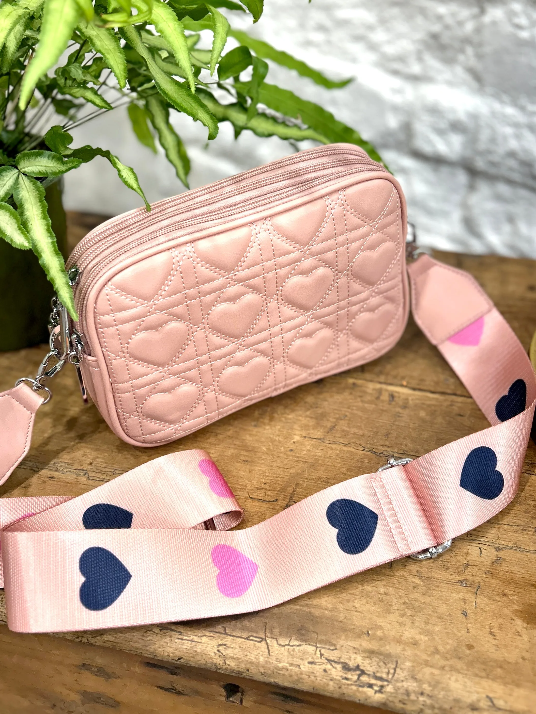 The Wandsworth Heart Quilted Funky Strap Cross Body Bag