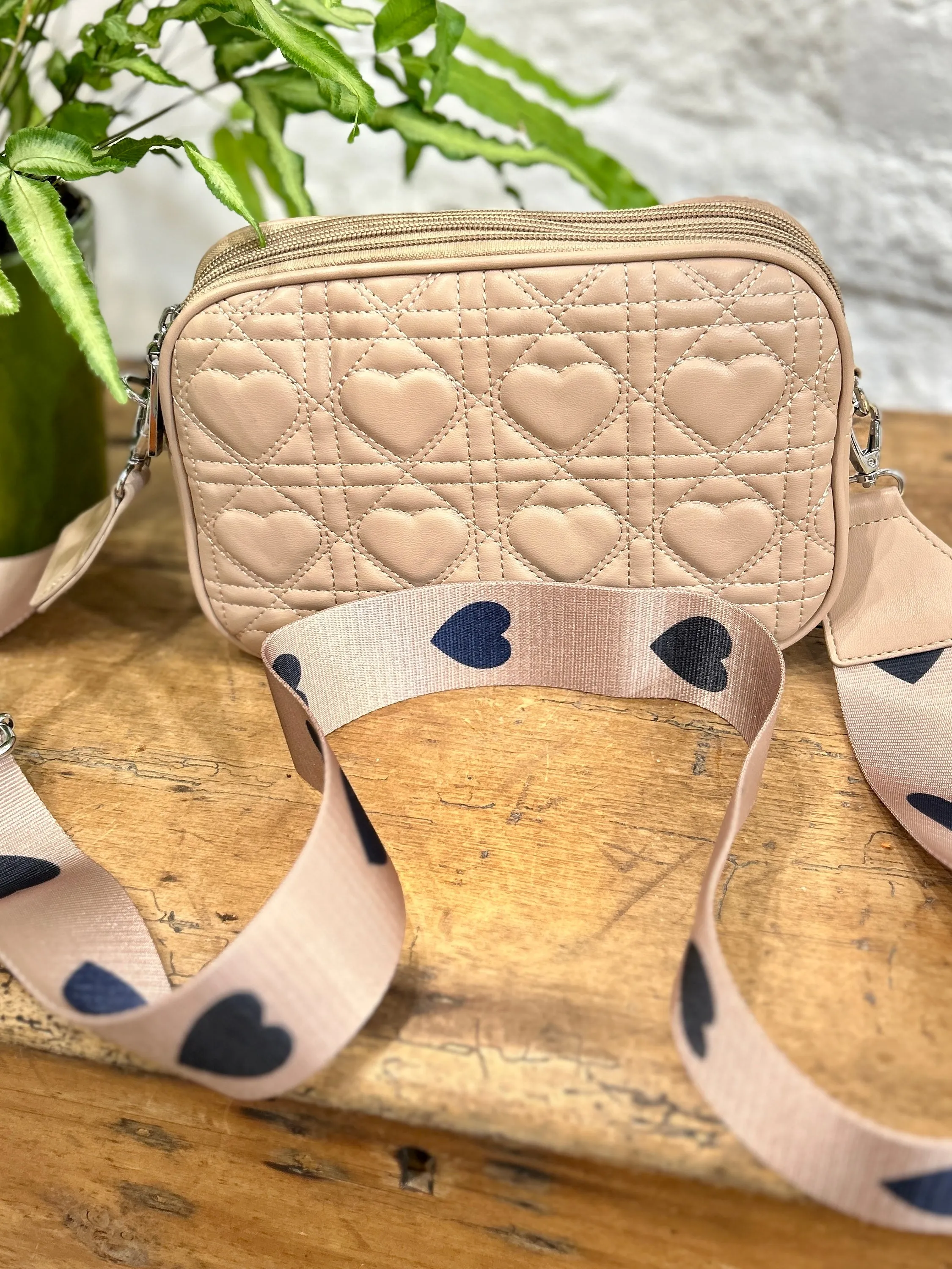 The Wandsworth Heart Quilted Funky Strap Cross Body Bag