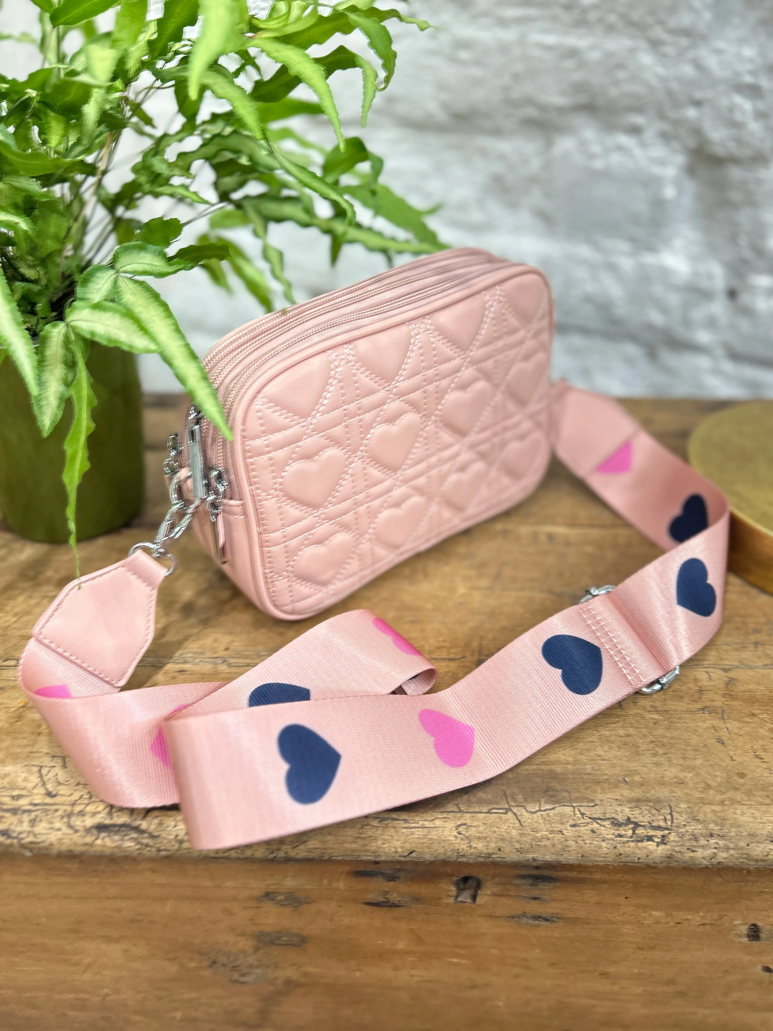 The Wandsworth Heart Quilted Funky Strap Cross Body Bag