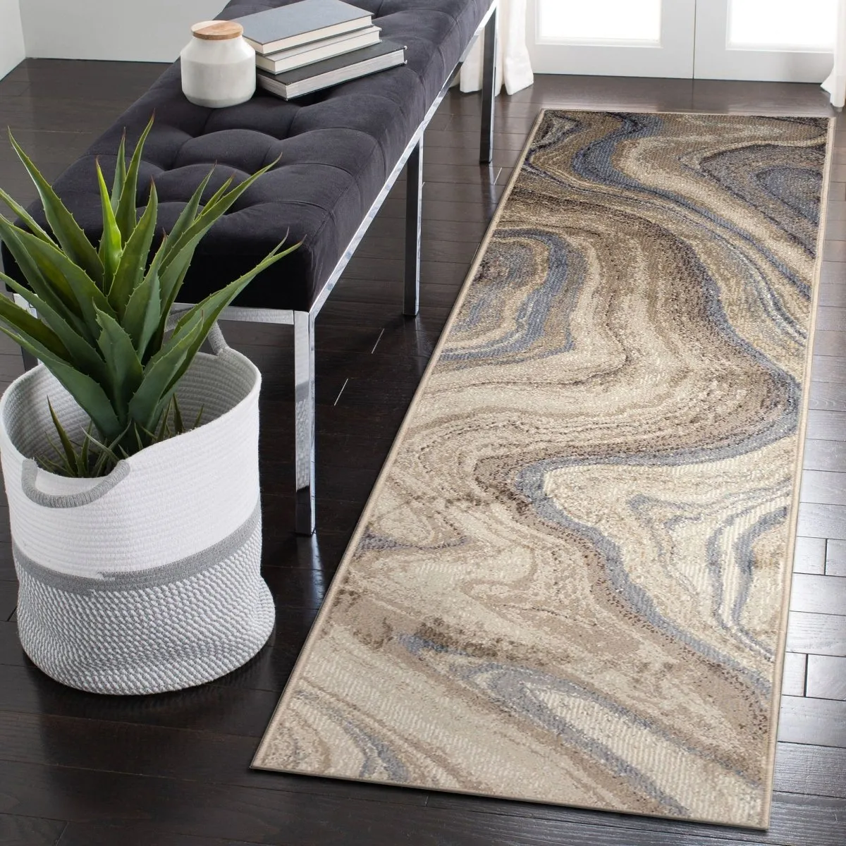 Trans-Ocean ARIANA Indoor Power Loomed Polypropylene NonShed Areaa Rug  - Cool
