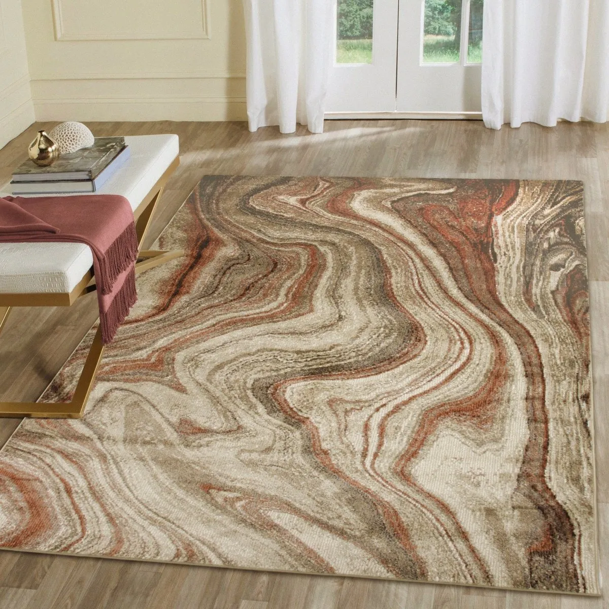 Trans-Ocean ARIANA Indoor Power Loomed Polypropylene NonShed Areaa Rug  - Warm