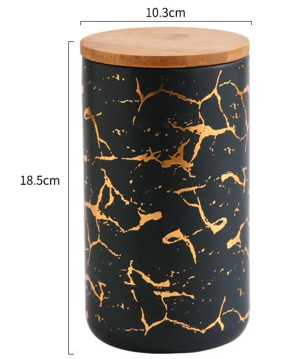 UMAI Ceramic Jar with Bamboo Lid - 1000ml | Air Tight Containers for Kitchen Storage | Multipurpose-Tea,Coffee,Snacks,Sugar,Salt,Dry Fruit,Pulses | Kitchen Organizer Items & Storage |Gift Items|Black