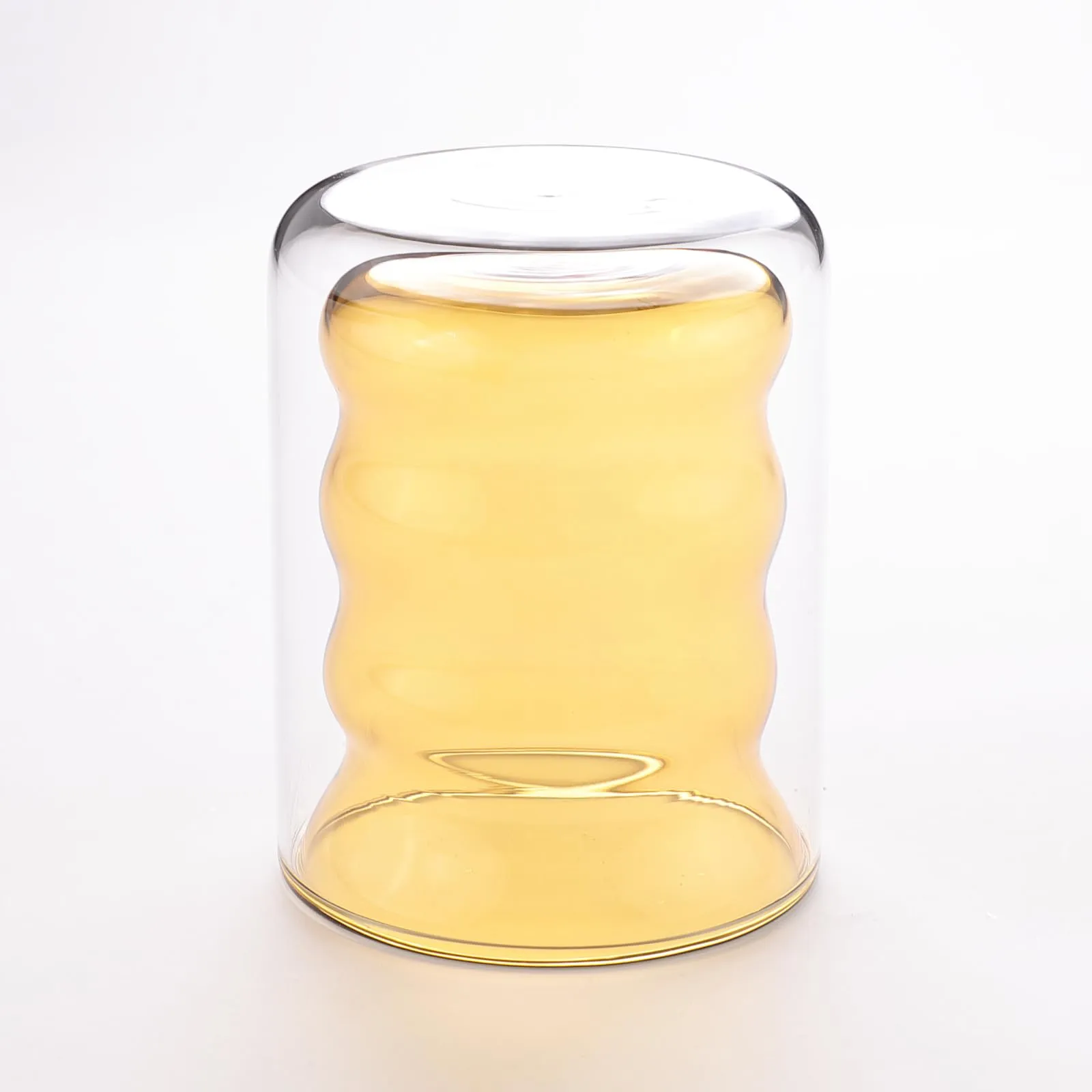 UMAI Double Wall Borosilicate Glass Coffee Mug Set of 2-200ml | Unique Curvy Design | High Thermal Resistance | Microwave/Dishwasher Safe | Gifting Pack for Friends/Couples | Yellow